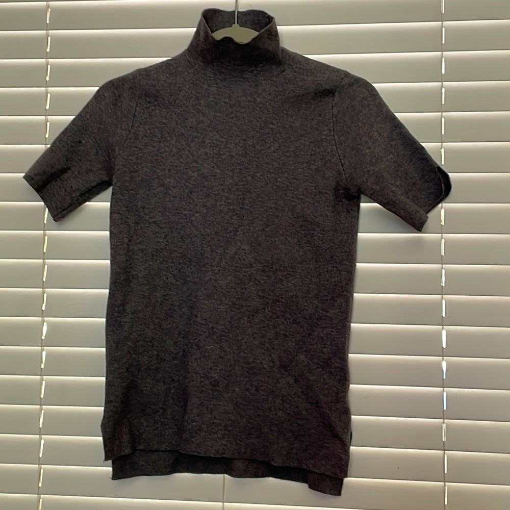 Womens Zara knit short sleeve mock turtle neck gray size S